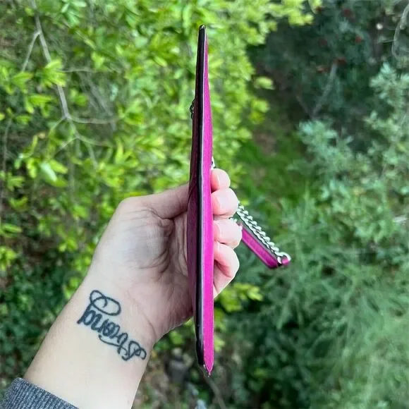 COACH VINTAGE Madison Leather Wristlet Wallet Clutch Fuchsia Pink w Silver Hardw - Picture 5 of 6